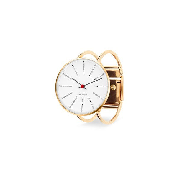 Arne Jacobsen Bankers Bangle armbåndsur i stål med IPG-belægning og hvid urskive på Ø40 mm