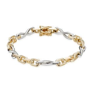 BNH anker sløjfe armbånd i 14 karat guld og hvidguld med markant kæde