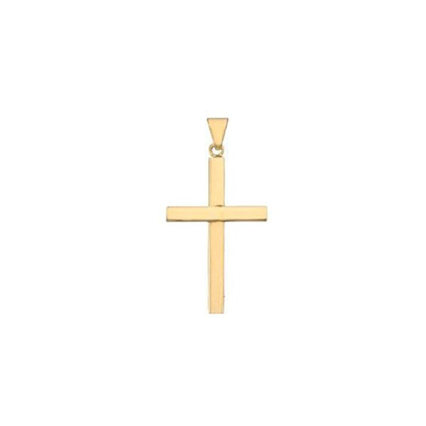 BNH bredt stolpe kors vedhæng i 8 eller 14 karat guld med rent, tidløst design – 13x21 mm