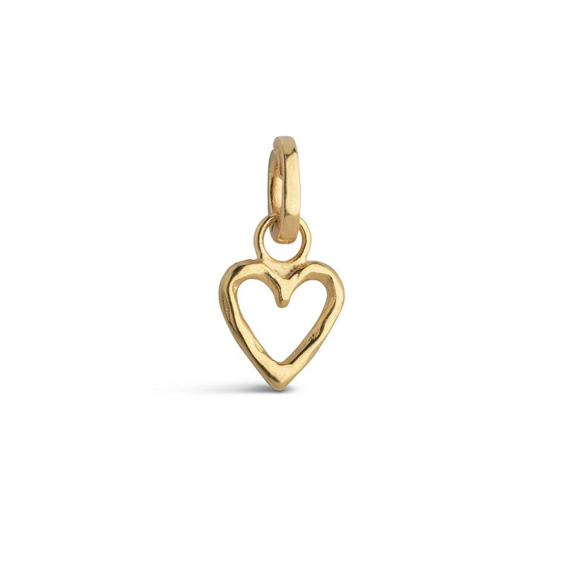 Enamel Copenhagen organisk hjerte charm i forgyldt sølv med blank overflade og åbent design