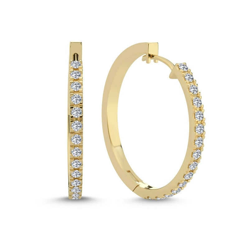 Nuran creoler i 14 karat guld med 0,60 ct hvide diamanter – Ø27 mm