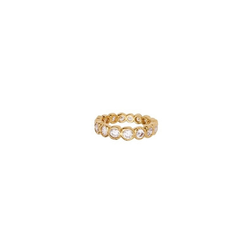 Pico Copenhagen Elva Crystal ring i forgyldt messing med klare krystaller i forskellige størrelser