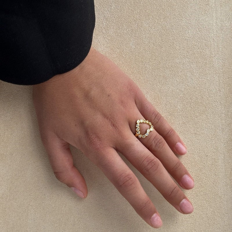 Elva Heart Crystal ringen fra Pico Copenhagen i forgyldt messing 2