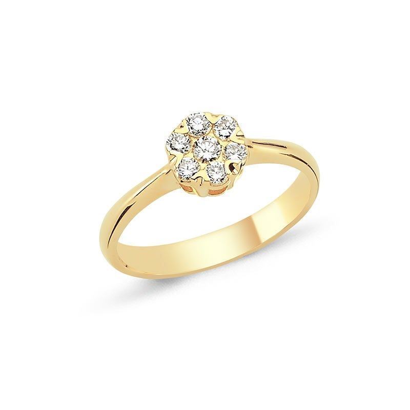 Nuran Flora diamantring i 14 kt rødguld med syv brillanter i blomsterdesign