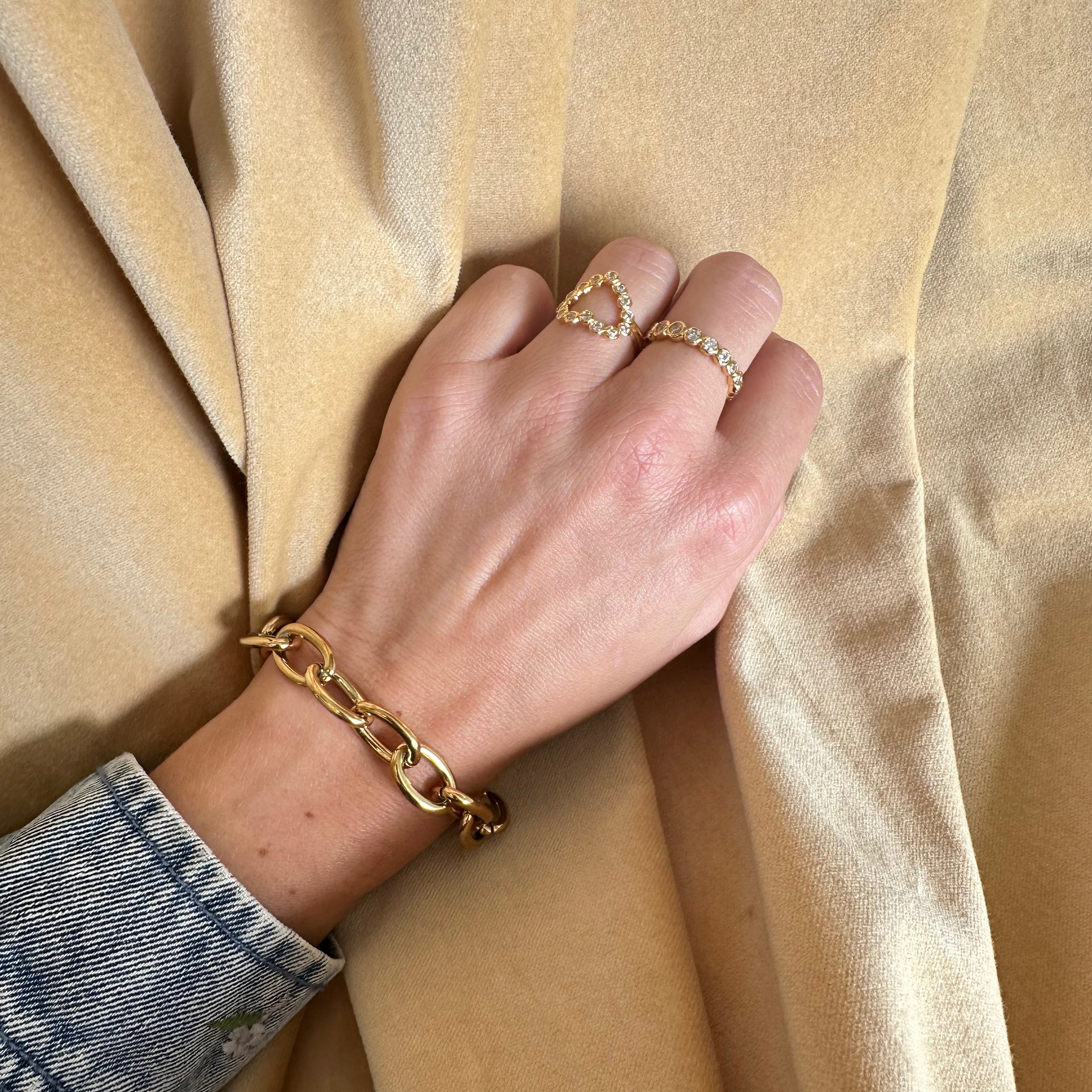 Pico - Elva Heart Crystal ring i forgyldt messing med krystal