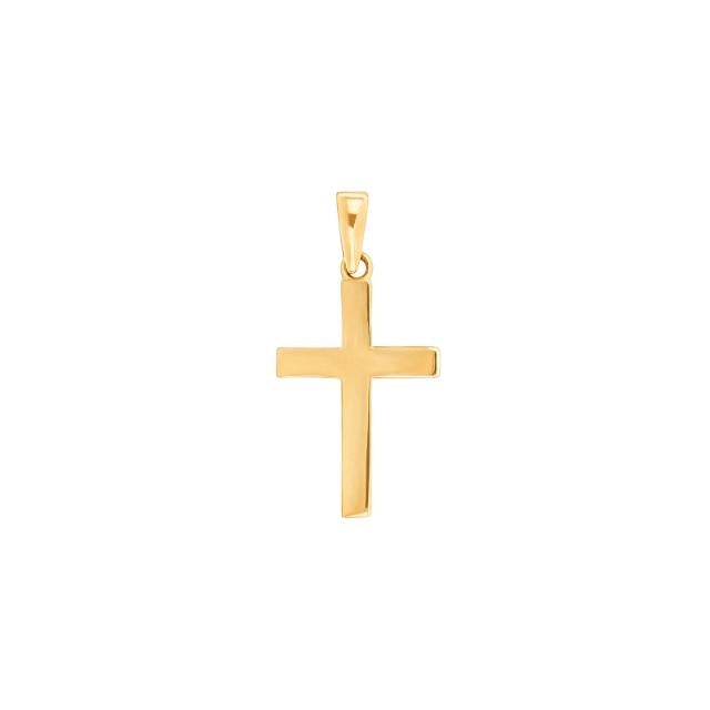 Stolpe kors vedhæng i 8 kt guld med rent og minimalistisk design