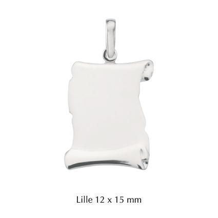 BNH ID-rulle i sterlingsølv, small 12x15 mm – set fra siden