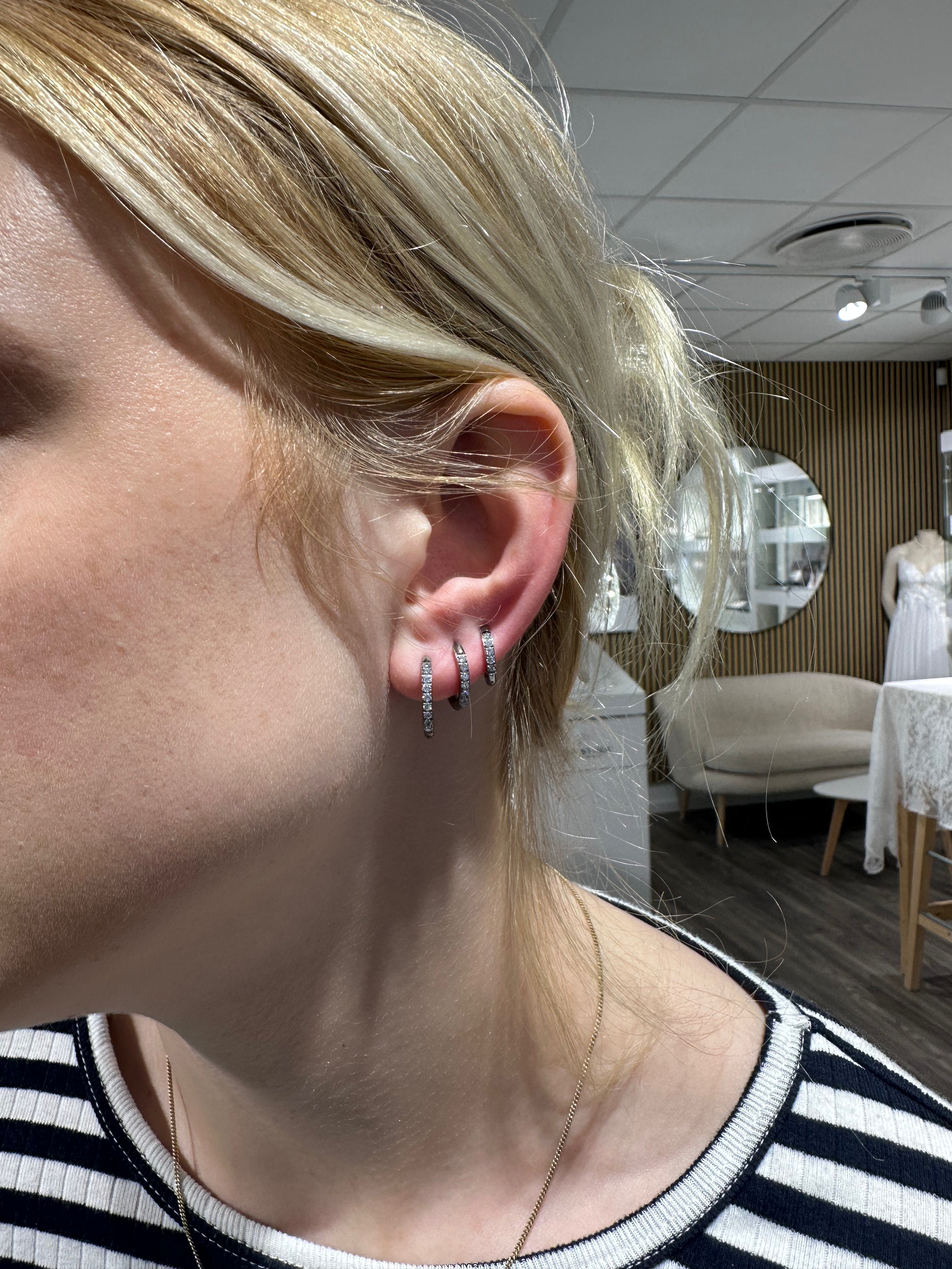 100% Titanium - Nikkelfri creoler i titanium med zirkonia 16 mm