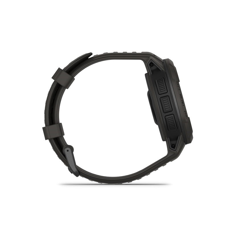 GARMIN Instinct Crossover Solar Graphite herreur i rustfrit stål – nærbillede af detalje