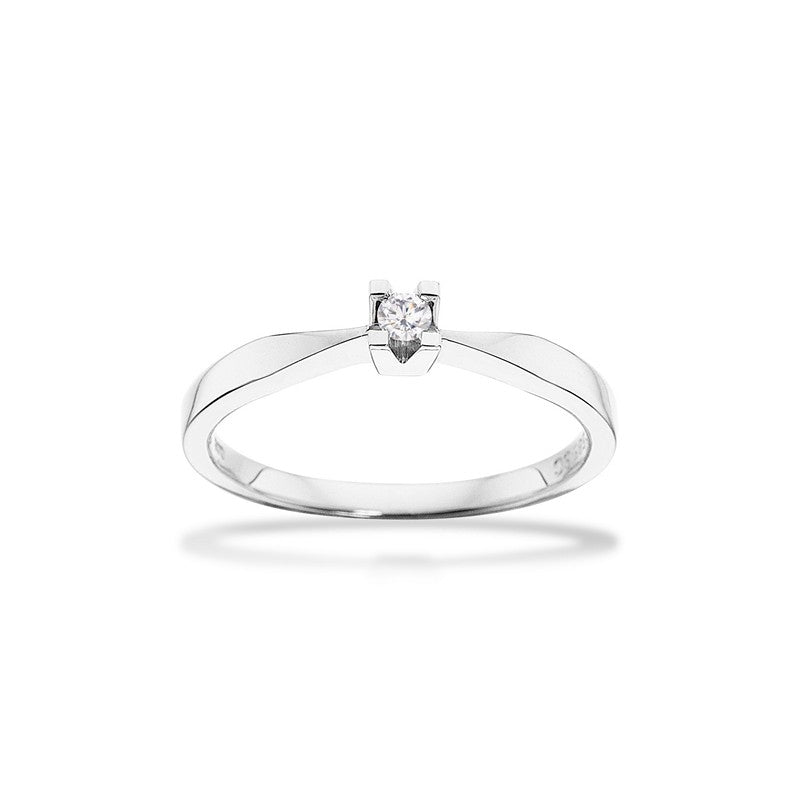 Scrouples Kleopatra ring i 14 kt hvidguld med diamant – liggende på flade