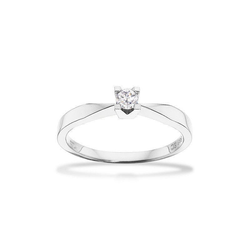 Scrouples Kleopatra ring i 14 kt hvidguld med diamant – nærbillede af fatning