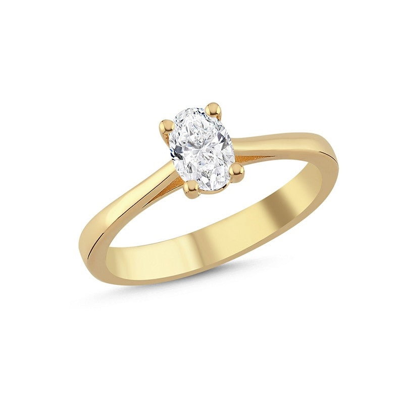 Nuran The One Oval diamantring i 14 kt. guld mod hvid baggrund