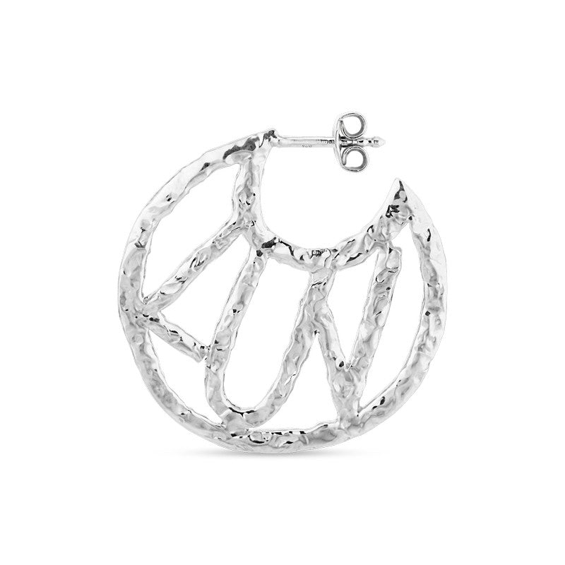 Jane Kønig Luv ørering i 925 sterling sølv med råt og moderne design, 30x30 mm