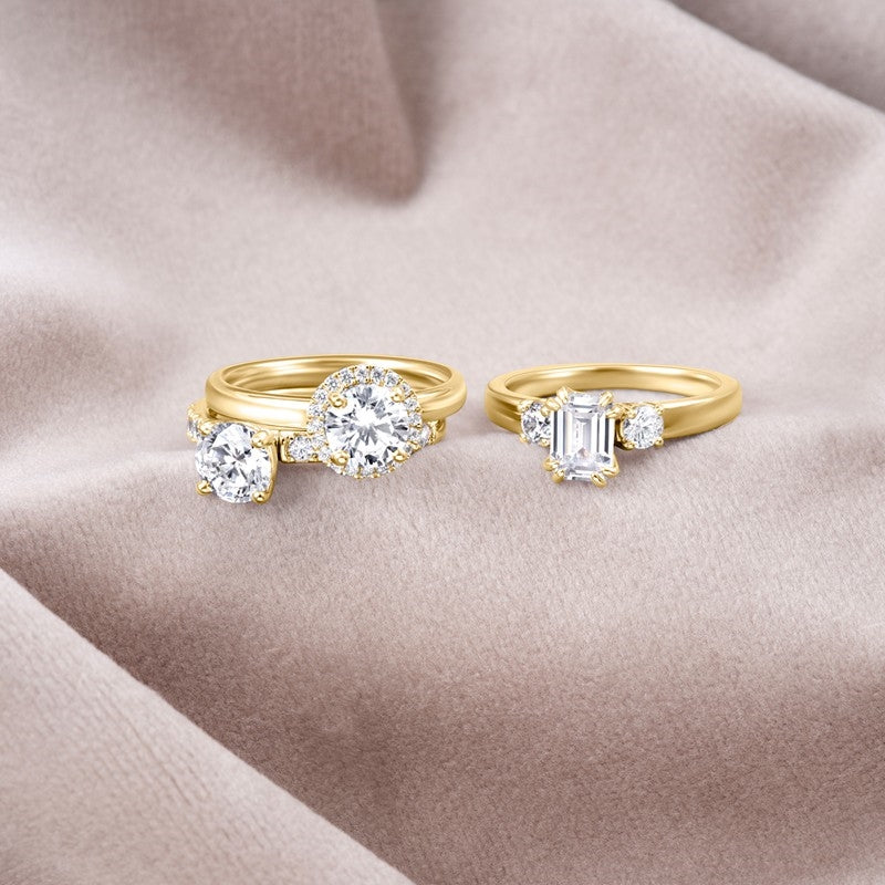 Siersbøl LUXURY Halo firkantet ring i 14 karat rødguld med lab-grown diamant – liggende på flade