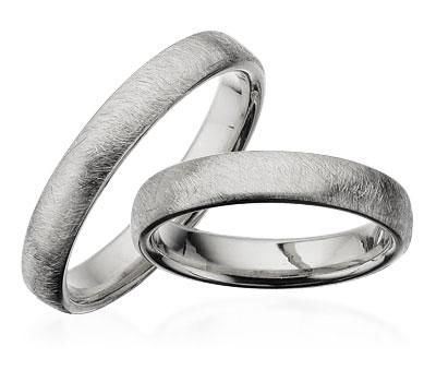 Scrouples vielsesringe i 925 sterlingsølv med frostet overflade og valgfri diamant, 4 mm brede