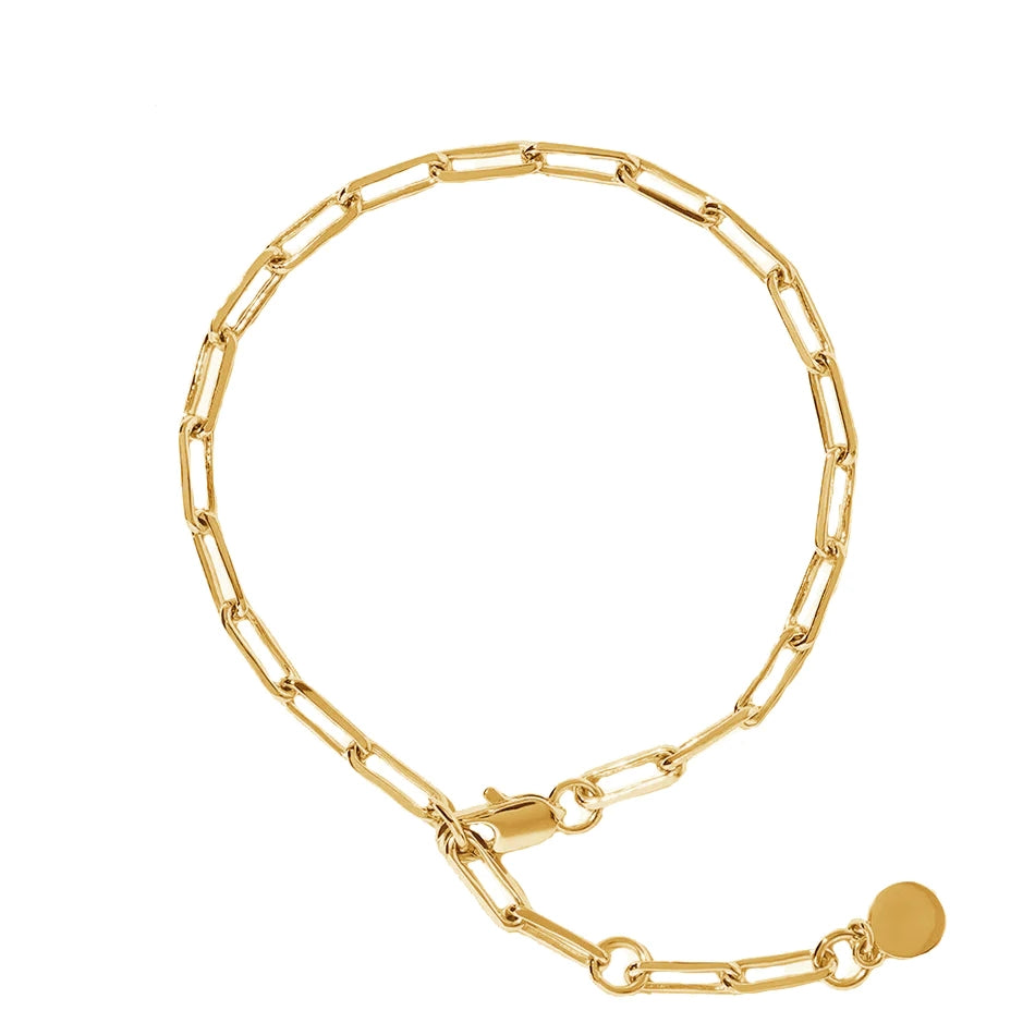 MerlePerle Linea armbånd i forgyldt sølv med lange, luftige led og varm gylden tone