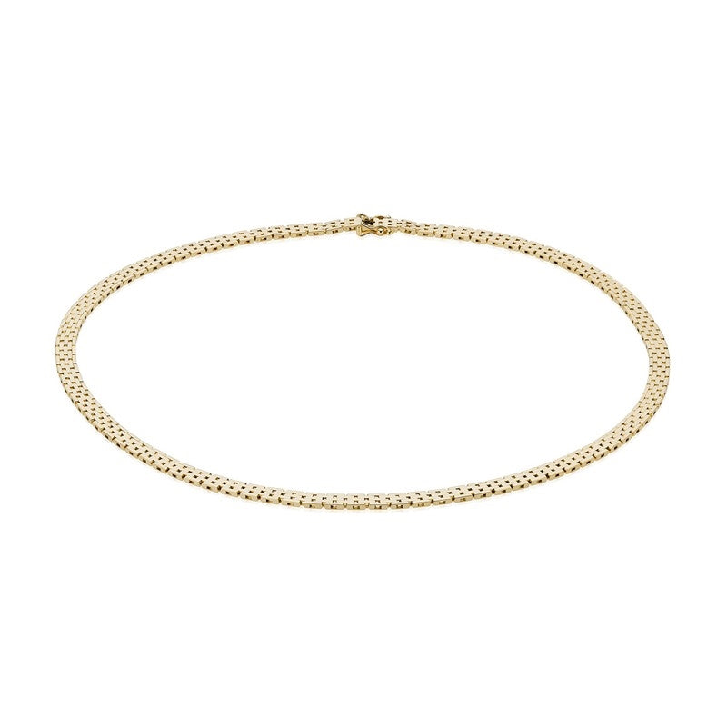 BNH murstenshalskæde i 14 karat guld med tætliggende led – set fra siden