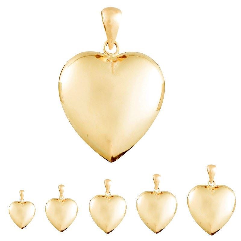 Siersbøl hjertevedhæng i 8 eller 14 karat guld – blødt, afrundet design i 5 størrelser
