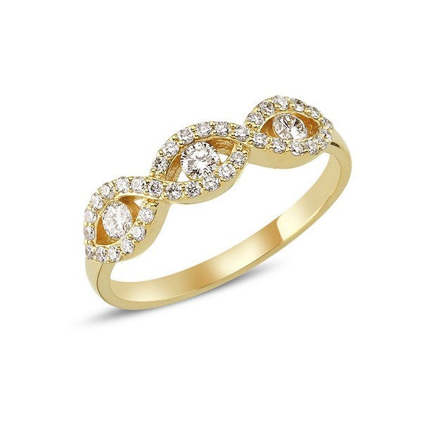 Nuran Evi ring i 14 karat guld med 0,42 ct brillanter i bølgende design