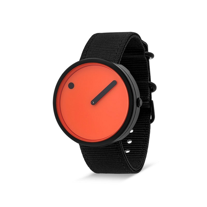 Picto - Signal Orange urskive og Manta Ray Black rem2