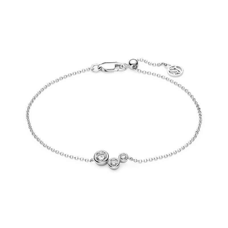Sif Jakobs Jewellery Sardinien Tre armbånd i 925 sterlingsølv med tre hvide zirkonia i aftagende størrelse
