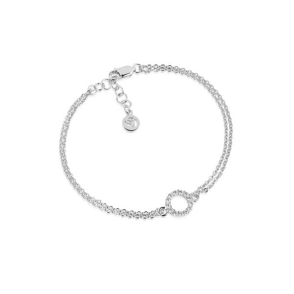 Sif Jakobs Jewellery Biella Piccolo armbånd i rhodiumbelagt sølv med klare zirkoner og dobbelt kæde