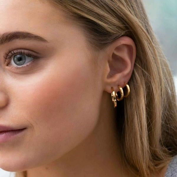 Sif Jakobs Jewellery Ellera Pianura creoler i forgyldt sølv – set fra siden