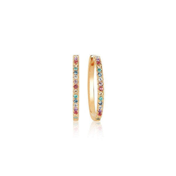 Sif Jakobs Jewellery Ellera X-Grande creoler i forgyldt sølv med pastelfarvet zirkonia, Ø24 mm