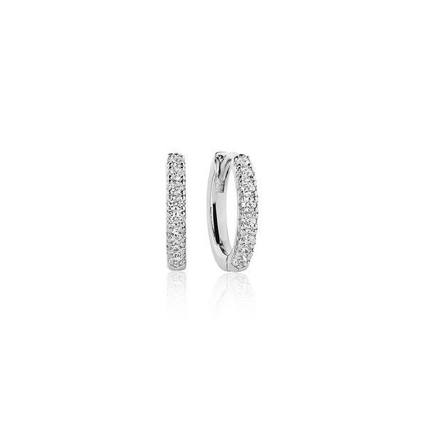 Sif Jakobs Jewellery Ellera Medio creoler i rhodiumbelagt sølv med klare zirkoner, Ø14mm