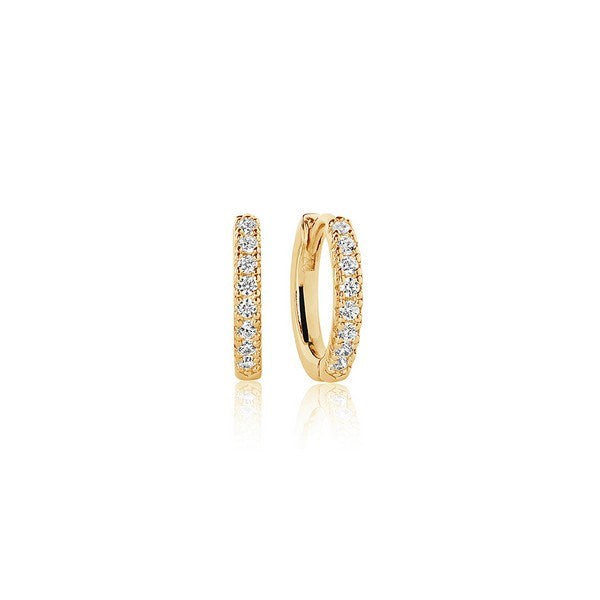 Sif Jakobs Jewellery Ellera Medio creoler i forgyldt sølv med klare zirkoner, Ø14mm