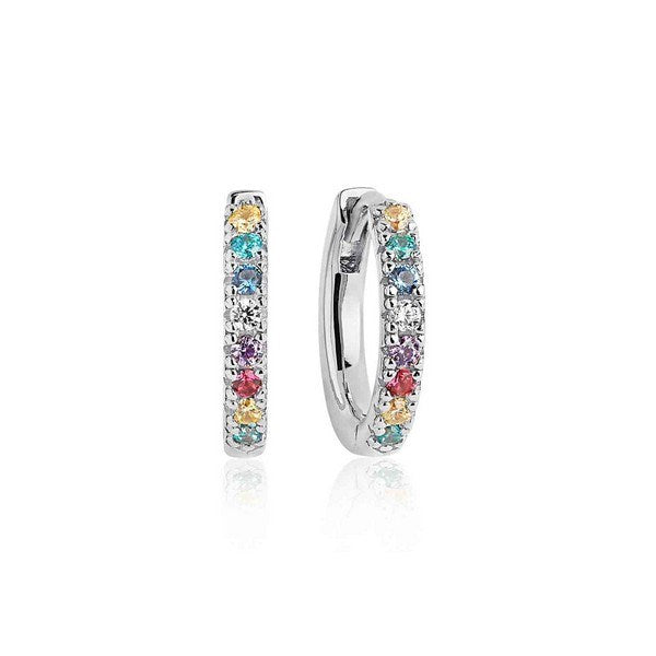 Sif Jakobs Jewellery Ellera Medio creoler i rhodiumbelagt sølv med multifarvet pastelzirkoner, Ø14mm