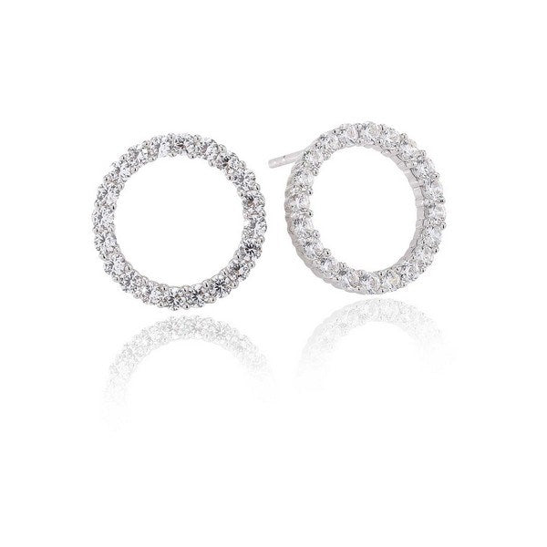 Sif Jakobs Jewellery Biella Uno ørestikker i rhodineret sølv med klare zirkoner, Ø14mm