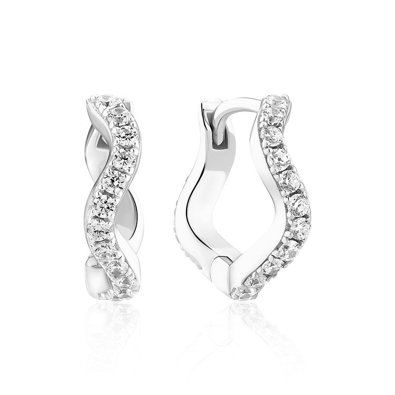 Sif Jakobs Jewellery Ellera Waves Medio creoler i sølv med klare zirkonia, 15 mm