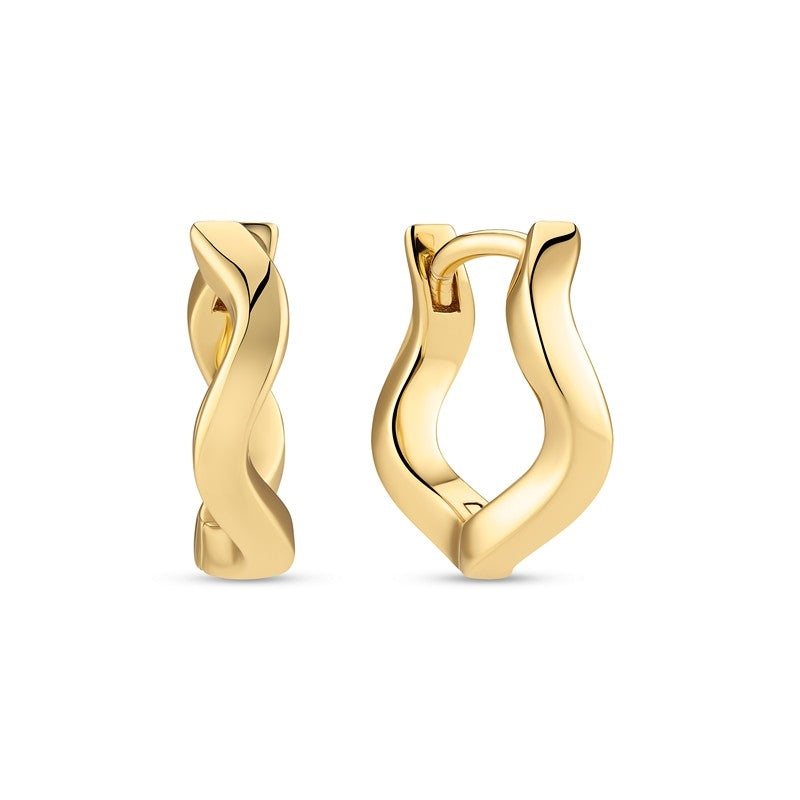 Sif Jakobs Jewellery Ellera Waves Pianura Medio øreringe i forgyldt sølv med bølget hoop-design, 20 mm