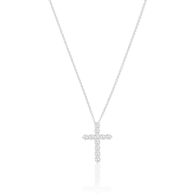 Sif Jakobs Jewellery Belluno Croce halskæde i sterlingsølv med klare zirkonia på korsvedhæng