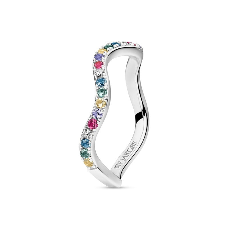 Sif Jakobs Jewellery Ellera Waves ring i sølv med multifarvet zirkoner – set fra siden