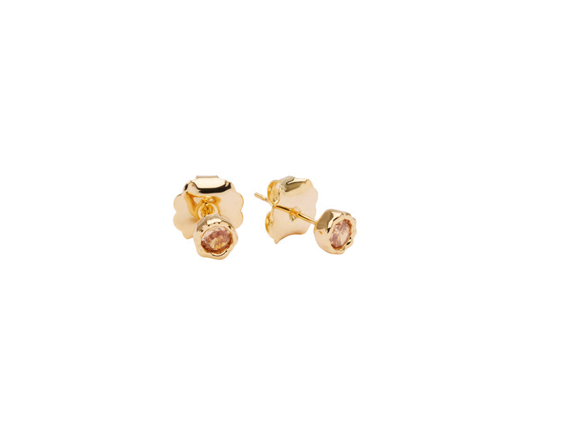 Pico Copenhagen Earth Crystal øreringe i Champagne, forgyldt messing med nanokrystal