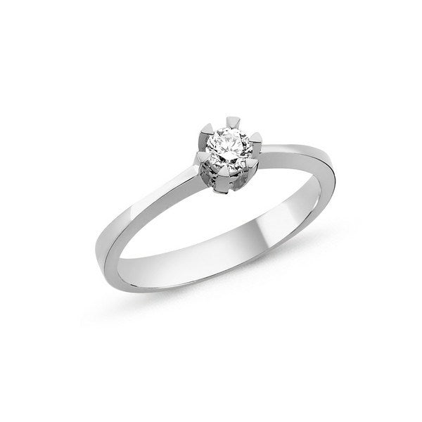 Nuran STAR ring i 14 kt hvidguld med diamant sat i 6-grebs fatning