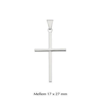 BNH stolpe kors vedhæng i 925 sterlingsølv med klassisk og diskret design, 17x27 mm