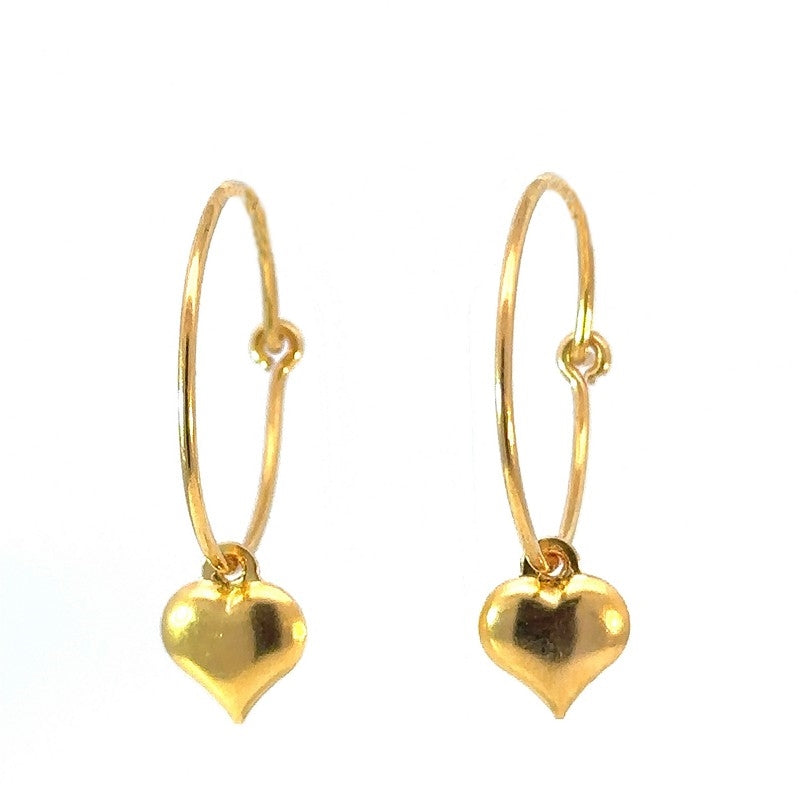 Pico Copenhagen Loveshine hoops i forgyldt sølv med hjerte vedhæng, 20 mm