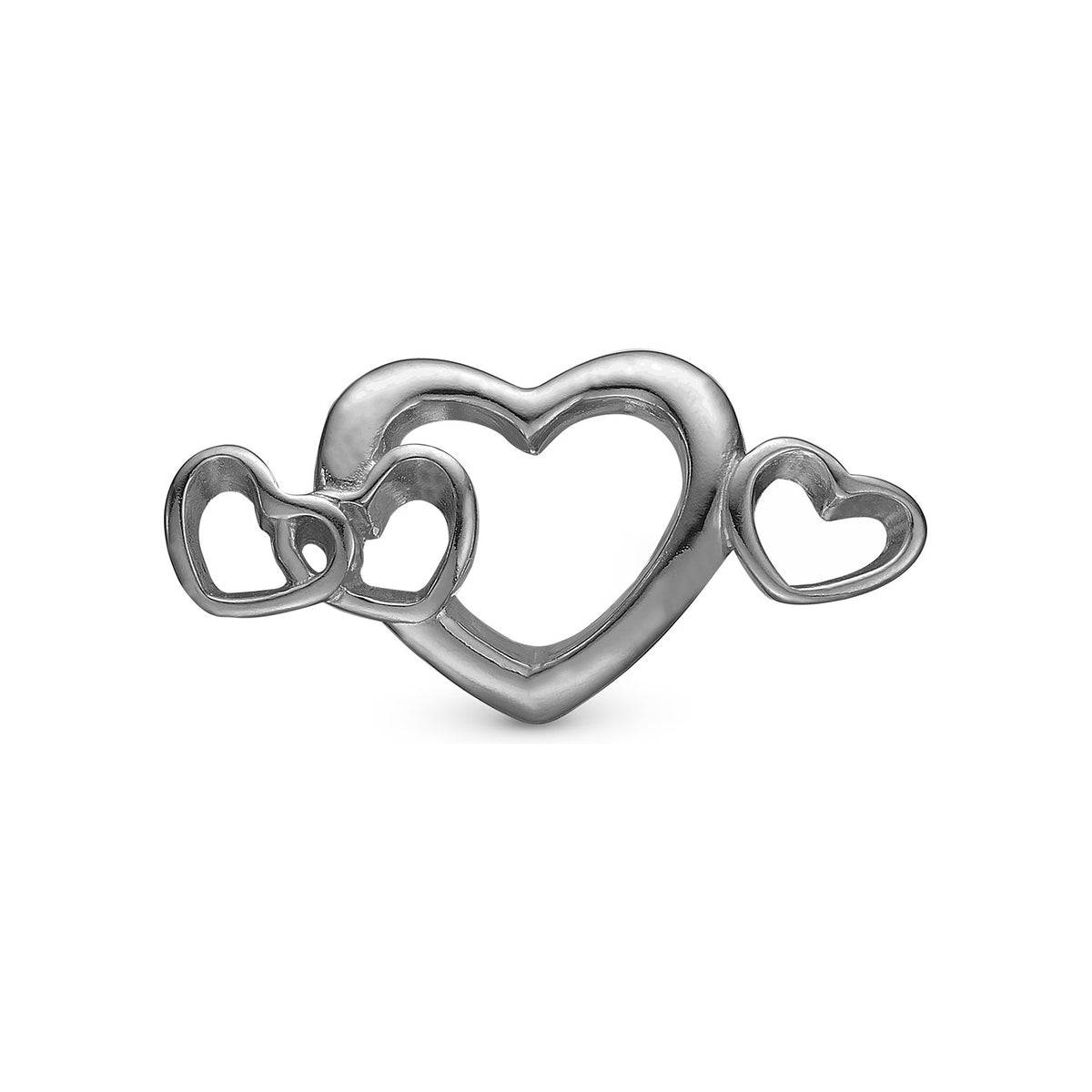 Christina 4 Hearts Love charm i sort sølv til læderarmbånd