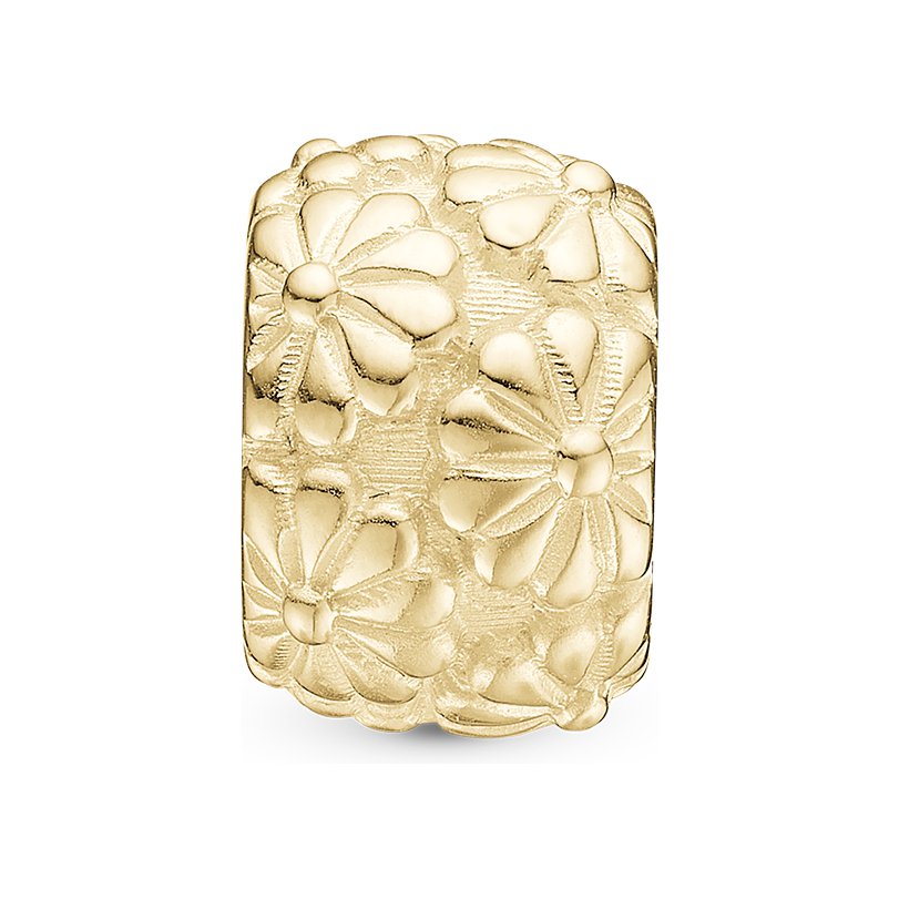 Christina Marguerits with Love charm i forgyldt sølv til læderarmbånd