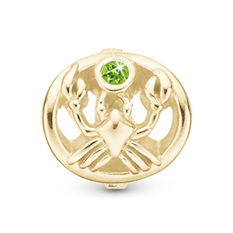 Christina Stjernetegn Krebs charm i forgyldt sølv med peridot til læderarmbånd