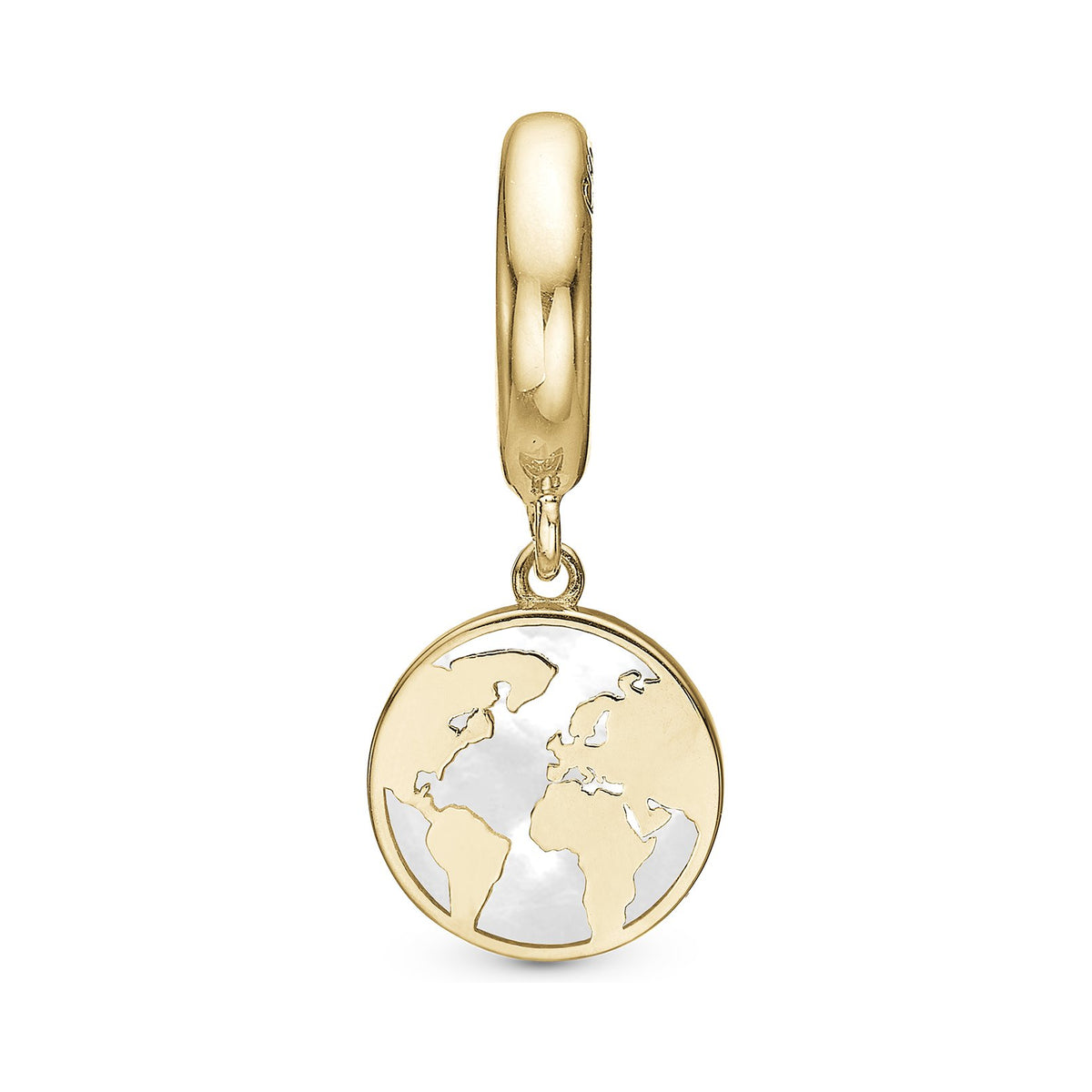 Christina The World Perlemor charm i forgyldt sølv til læderarmbånd