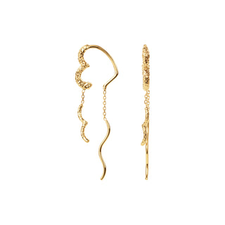 Camille Brinch Wavy Sparkly Heart Earlines forgyldt
