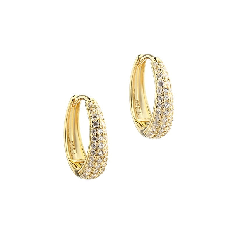 Aqua Dulce Darling Emma Medium hoops i forgyldt sølv med klare zirkonia i pavéfatning