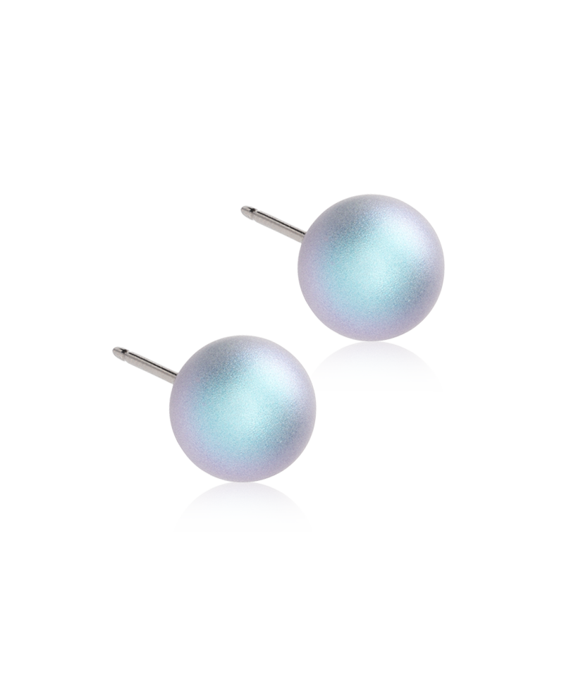 Blomdahl titanium perleøreringe med krystalperle i Rainbow shimmer, 8 mm