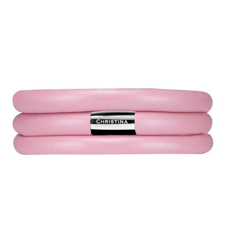 Christina læderarmbånd i pink med forgyldt lås 30 cm