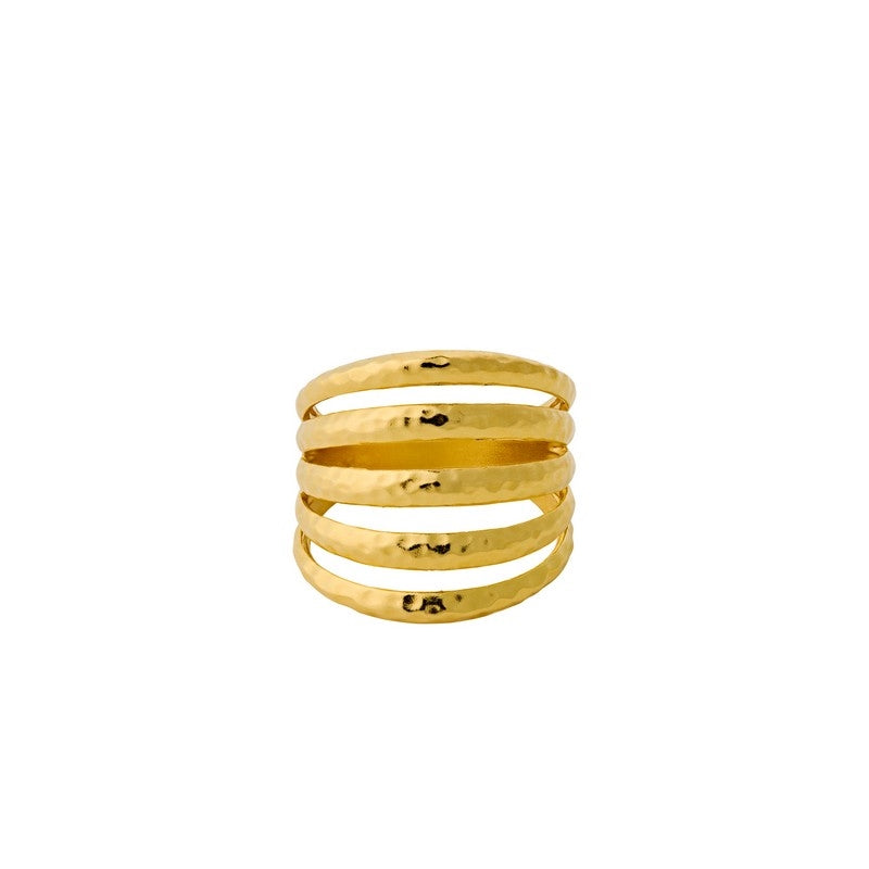 Pernille Corydon Poetry ring i forgyldt sølv med flere bånd i et tidløst og stilrent design