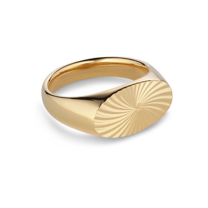Jane Kønig Reflection Signet ring i forgyldt sølv, set fra siden